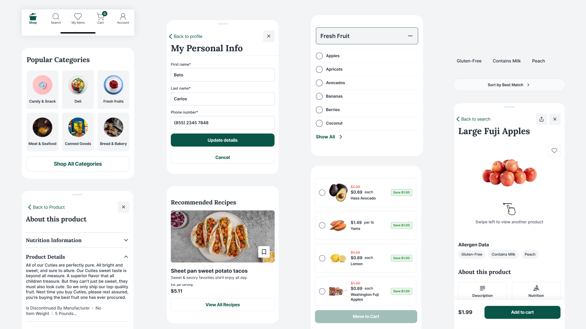 Mobile app design system in action.